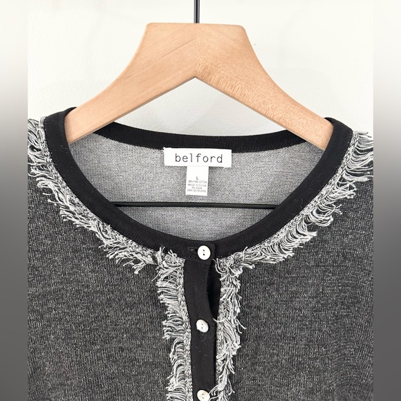 Belford Fringe Hem Cardigan Gray Size Large - Picture 4 of 5